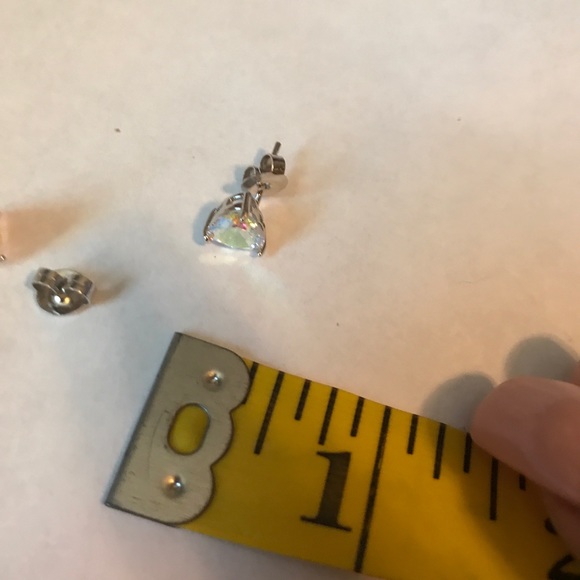 NWT Sterling Silver heart ❤️ cut CZ earrings - Picture 6 of 7